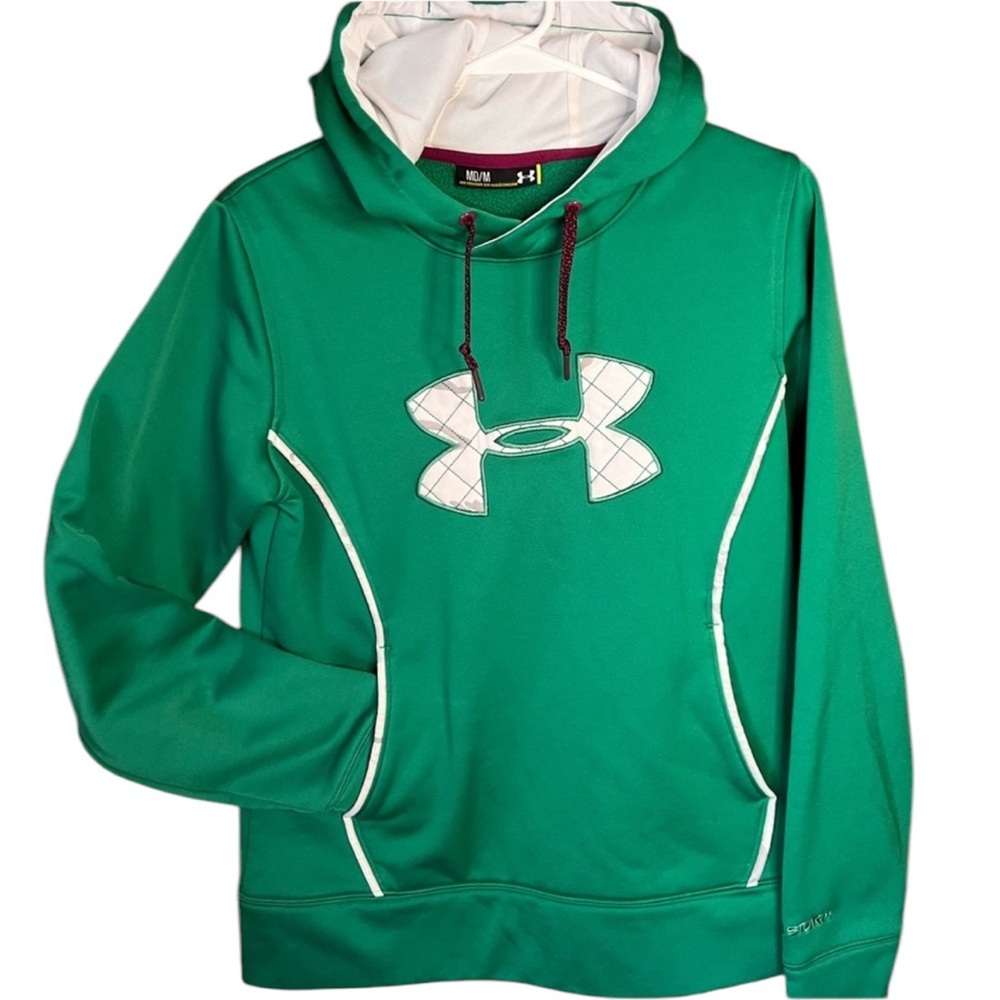 Under Armour Green hoodie with Purple drawstrings. Women’s oversize Medium.